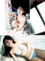 Yui Tadenuma 蓼沼優衣, Young Jump 2021 No.23 (ヤングジャンプ 2021年23号) A woman in a blue and white striped bikini posing for a picture.